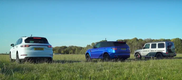 Porsche Cayenne Turbo, Range Rover Sport SRV чи Mercedes-AMG G 63? Відео гонки