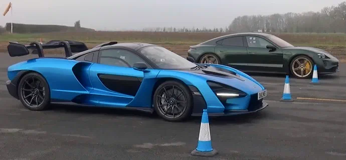 Porsche Taycan Turbo S проти McLaren Senna: відео гонки