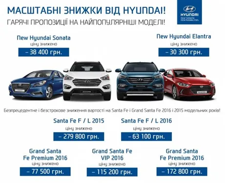 Гарячі пропозиції на найпопулярніші моделі HYUNDAI!