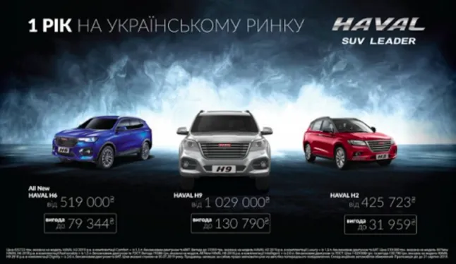 Спеціальні ціни на автомобілі HAVAL з нагоди 1-ої річниці бренду в Україні