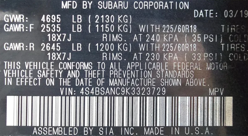 Subaru Outback 2019 - 12